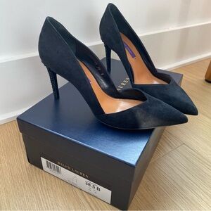 Ralph Lauren Jewel Heeled Black Suede Women's Pumps